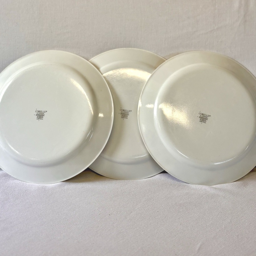 Corelle Summer Pansies Dinner Plates Set of 3 Corning Vitrelle Floral White 10in - Picture 3 of 3